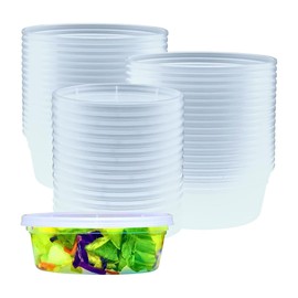 Green Direct Deli Containers With Lids Food Storage Containers 8 oz. Pack of 24, Disposable Clear Round Leakproof Plastic Containers For Lunch