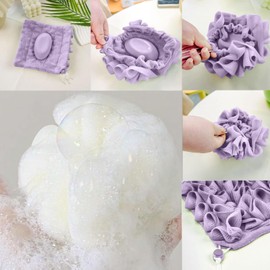 GEDEUBAN 2 PCS Bar Soap Loofah, 2 in 1 Loofah Pouch Washcloth for Cleansing and Smooth Skin