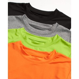 Black Bear Boys Youth Dry Fit Tanks - 4 Pack Active Athletic Performance Tank Top Muscle Shirts (Size: 4-18), Size 16-18, Black/Green/Grey/Orange