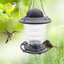 XiXiRan Wild Bird Feeder for Wild Birds, Retractable Bird Feeder for Hanging, Diameter Approx. 13 cm, Height Approx. 17 cm, Plastic, Grey