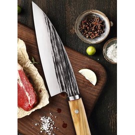 Hand Forged Kitchen Chef's Knife | Meat Boning Knife | Fillet & Vegetable Cutter | Multi-purpose Kitchen or Outdoor, BBQ, Camping Tool to Slice, Dice and Chop Ingredients | Gift Boxed