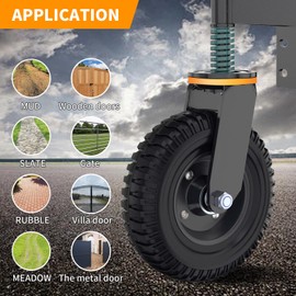 Gate Wheel, 8” Heavy Duty Fence Gate Wheel, Made of Fine Iron Solid Rubber, Maximum Weight Capacity 750 Lbs, Corrosion and Rust Resistant, for Wood Gates and Metal Pipe Gates. (Yellow Upgrade)