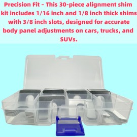 30Pcs Auto Body Alignment Shims Kit – 1/16 Inch and 1/8 Inch Thick Fender Shims with 3/8 Inch Slot – Universal Automotive Alignment Spacers for Car Truck SUV Body Panel Door Hood Gap Adjustment