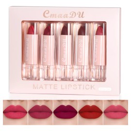 Set De 5 Labiales Mate Hidratantes Cmaadu, Fácil De Aplicar