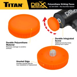 Titan DBX 63640 Interchangeable Polyurethane Striking Faces for DBX 45oz Dead Blow Hammer, Compatible with Titan 63645, 63647, 63649, 63644
