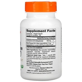Doctors Best 닥터스 베스트 CoQ10 코큐텐 바이오페린 함유 100mg 120베지캡슐 Dr. Best CoQ10 CoQ10 with BioPerine 100mg 120 Veggie Capsules