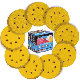 ALPXUXP 125 mm Sandpaper Velcro Sanding Discs 8 Holes Round for Random Orbital Sander Sanding Sheets (with Grain P40 P60 P80 P120 P180 P240 P320 P400 P600 x10) Professional for Wood and Metal Rust