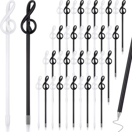 Lincia 100 Pcs Musical Note Ballpoint Pens Music Ballpoint Pens Novelty Musical Gifts Decorative Music Party Favors Piano Teacher Gift for Artists Office Supplies(Black, White)