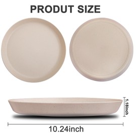 ejonirinjonir EI 18pcs Beige Wheat Straw Plates,Unbreakable Dinner Plates,Reusable Deep Plastic Plates,Hard Premium Plastic Plates,Party Plastic Plates Set for Camping,Picninc,Family Dinner