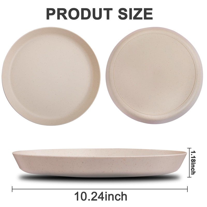 ejonirinjonir EI 18pcs Beige Wheat Straw Plates,Unbreakable Dinner Plates,Reusable Deep