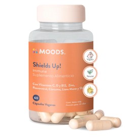 Suplemento con Vitamina C, Zinc y Vitamina D3 - Melena de León, Shiitake y Resveratrol - Vitaminas B12 para el Sistema Inmunitario - 60 Cápsulas Vegan