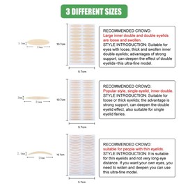 Pack of 240 Slip-On Eyelid Stripes, Eyelid Tapes, Eyelid Stripes, Eyelid Tape, Double-Sided Eyelid Tapes, Invisible Double Eyelid Stripes, with Fork Rods, Tweezers