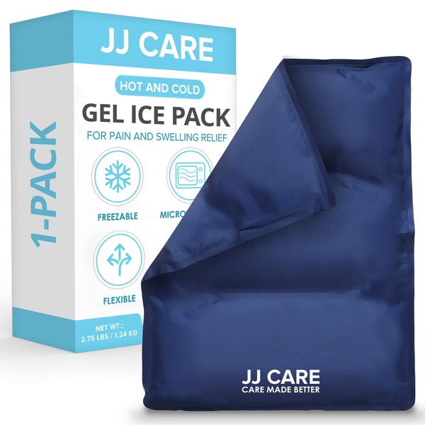 JJ CARE Large Ice Pack for Back - 11.75 x 15.5" Gel Ice Packs for Injuries Reusable - Large Ice Packs for Physical Therapy - Hot & Cold Compress Ice Pads for Back Pain, Injuries, Leg, Lumbar, Body