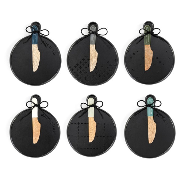 DEMDACO Mini Round Artisan Real Wood Charcuterie Ebony 5 x