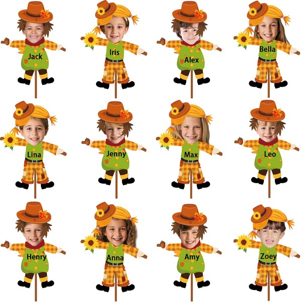 48 Set Fall Scarecrow Cutouts with Photo Space for Bulletin