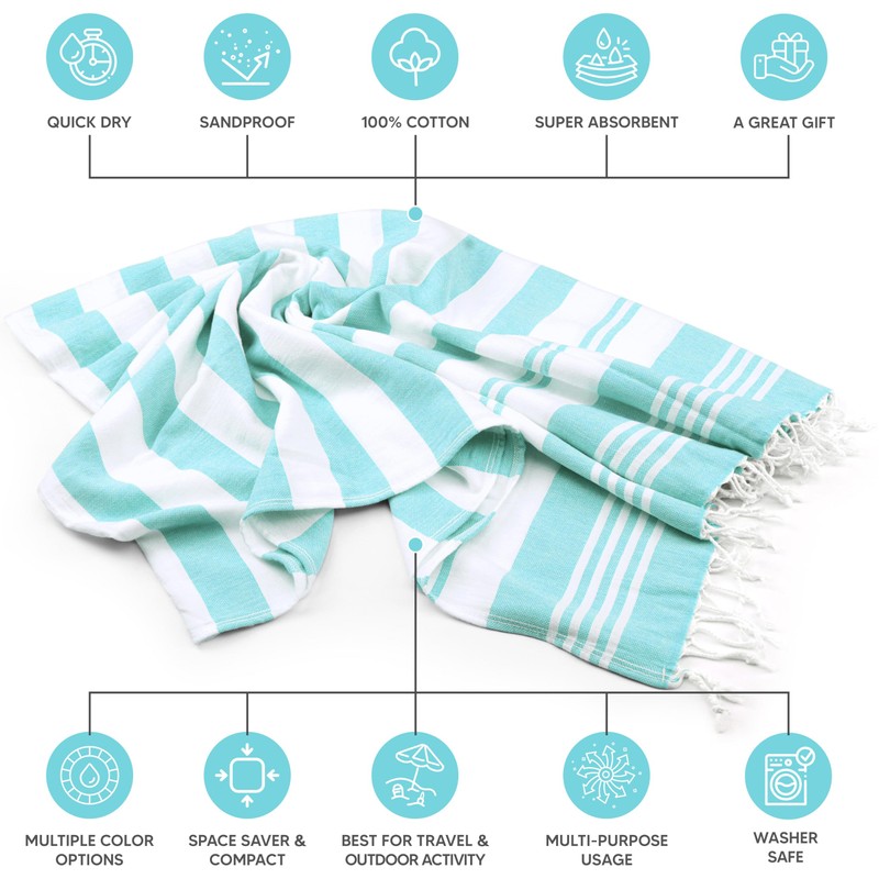 Utopia Towels 4 Pack Turkish Beach Towel, 40 by 72