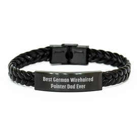 German Wirehaired Pointer Dad Ever's Unique Christmas Unique Gift Ideas for Men - Interlaced Leather Bracelet Gifts from Family Friends Coworkers to German Wirehaired Pointer Dog Lovers