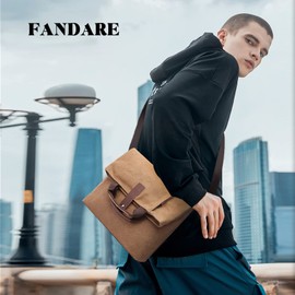 FANDARE Retro Shoulder Bag Handbag Shoulder Bag Men's Bag Canvas Messenger Bag Briefcase for Men Women Work Travel School College Work Outdoor School Bag, brown, Retro