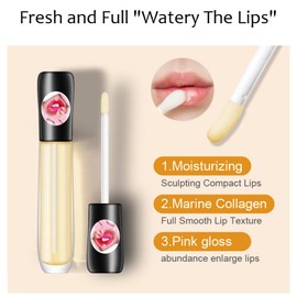 Lip Plumper Lip Gloss, Plumping Lip Maximizer Serum Plumper Lip Plumping Gloss, Lip Oil Long Lasting Hydrating Natural Lip Plumper for Women Girls Lip Care