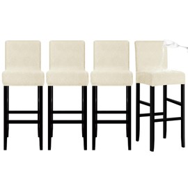 Lellen Waterproof Bar Stool Covers with Backs, Cream, Geometric Pattern Polyester Blend, Machine Washable, 2 Count