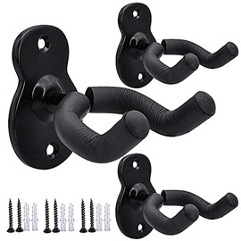 Sound harbor Sound harbor Guitar Wall Mount Wall Hanger 3 Pack Hook Black Metal Guitar Holder for Acoustic Electric Bass Guitar Ukulele Banjo Mandolin
