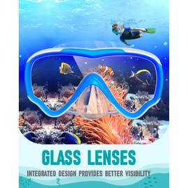RIOROO Snorkel Mask For Kids, fog Proof and Leak Proof Floating Goggles, 180 ° High-Definition Panoramic Diving Mask With Nose Mask, Swimming Goggles for Boys, Girls, and Teenagers Aged 4-14