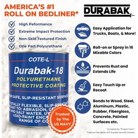 Durabak-18 Textured Truck Bed Liner Quart KIT - Roll On Coating | DIY Custom Coat for Bedliner and Undercoating, Auto Body, Automotive Rust Proofing, Boat Repair (Quart, Light Blue)