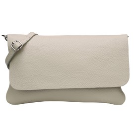 SH Leder Real Leather Shoulder Bag, Clutch Bag, Small Evening Bag, 24.5 x 15 Cm, Ely, G149 - Beige -