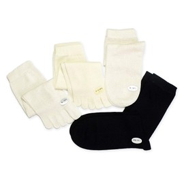 Seikatsu Silk 4-Pair Set Cold Socks (2nd Wool), Silk, Wool, Cotton, Layered Shoes, Unisex, Made in Japan, Black