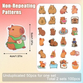 100pcs Capybara Stickers Cute Animal Pet Stickers Waterproof Cartoon Vinyl Decals Kawaii Stickers Party Favors & Gifts for Boy Girl Adults Water Bottle Laptop Luggage Phone Snowboard Guitar Scrapbook