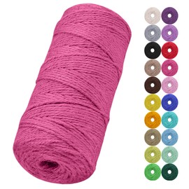 LEREATI Jute Twine String, 2mm 328 Feet Natural Garden Twine for Crafts, Colored Jute Rope 3-Ply Hemp String for Gift Wrapping, Gardening, Wedding and Christmas Decorations (Rose Red)