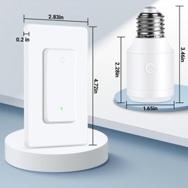 Cruxer Remote Control Light Bulb Socket, E26 E27 Bulbs Base Holder, Wireless Light Switch Kit for Pull Chain Lighting Fixture, 100FT Remote Range, Programmable, No Wiring (1 Remote + Light Socket)
