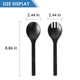 ECWAY Salad Servers Bamboo Fiber Salad Tongs 8.9 Inch Salad Fork and Spoon Set, Bamboo Wooden Utensils for Serving Salad, Easy to Clean (1 Black Spoon 1 Black Fork and 2 White Forks)