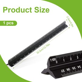 EIHI 1 x 30 cm long aluminium ruler triangular, triangular scale, ruler made of aluminium, ruler for architects, engineers, architectural studies, 1:20 1:25 1:50 1:75 1:100 1:150