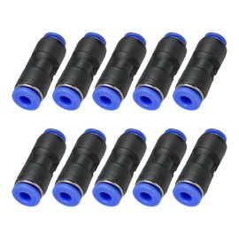 PATIKIL 10pcs 3/16 x 5/32" Push to Connect Fittings Plastic Airline Hose Fittings Quick Release Air Plumbing Connectors for Straight Union Two-Way Coupler Tubing Blue