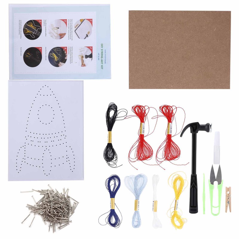String Art Decorative Colourful DIY Nails Winding Lines Drawing Kit