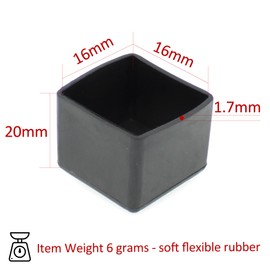 16mm (5/8") Square Rubber Feet Stoppers for Furniture Table Chair Legs by Lifeswonderful