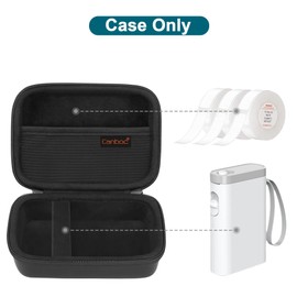 Canboc Hard Carrying Case Compatible with NELKO/TYPONOS P21 Label Maker Machine, Portable Bluetooth Label Printer Box, Zip Mesh Bag Fits Label Paper and Charging Cable, Black, black, For camera body