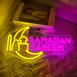 DREAMFORT Moon Castle Ramadan Festival Neon Sign Eid Mubarak Neon Lights for Wall Decor Muslim Islamic Led Light Sign for Ramadan Mubarak Ramadan Kareem Sign Islamic Muslim Home Bedroom