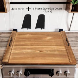Gas Stove Top Cover, Noodle Plate Stove Cover,  Wood Stove Top Covers for Electric Stove and Gas Stove - Colour: Wood