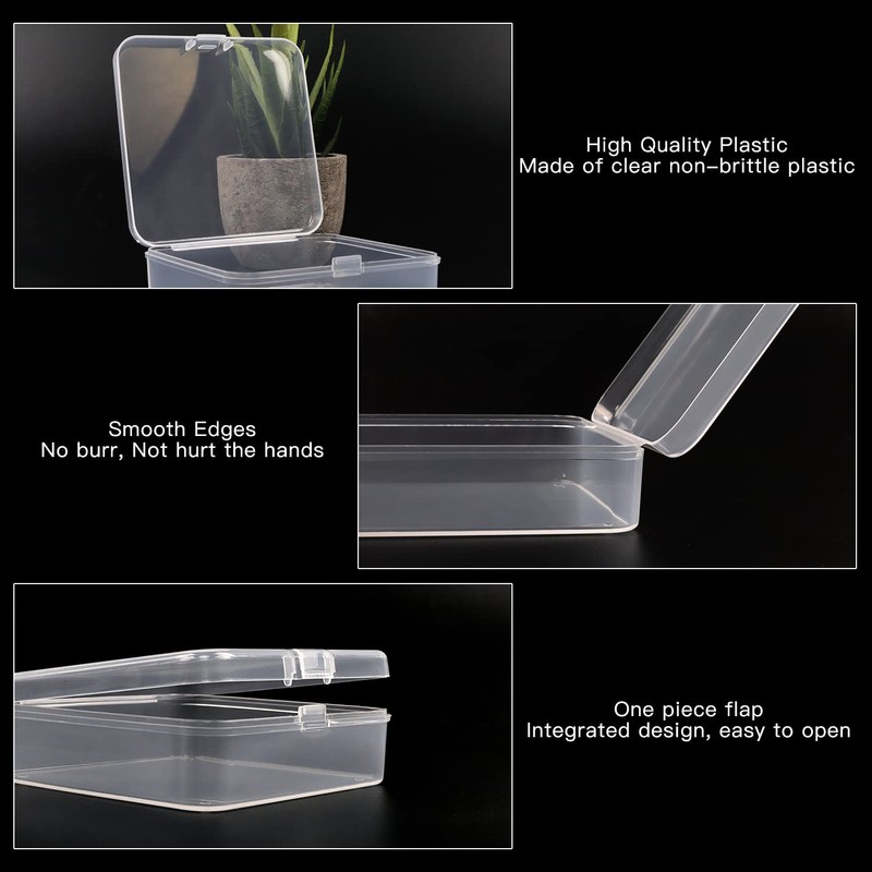 Rocutus 24 Pack Small Clear Plastic Storage Containers with Lids,Beads