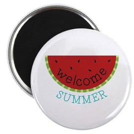 CafePress Welcome Summer Watermelon Magnets 2.25" Round Magnet (10 pack)