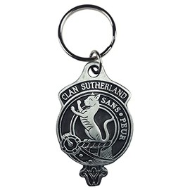 Sutherland Solid Pewter Scottish Clan Crest Key Chain/Key Ring