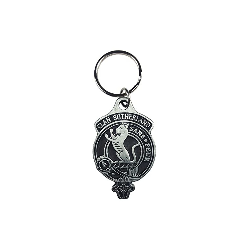 Sutherland Solid Pewter Scottish Clan Crest Key Chain/Key Ring