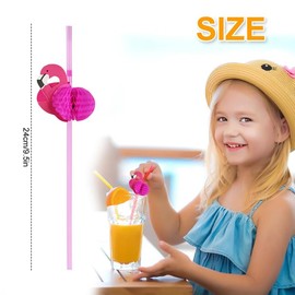 Pajitas de papel para beber, suministros de decoración Hawaiana para magdalenas, piñas y flamencos, lote de 50 unidades (Yellow)