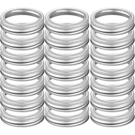 42 Pieces Wide Mouth Canning Rings, Wide Mouth Mason Jar Rings - Replacement Metal Lids for Mason Jar Large Mouth, Canning Reusable Split-Type Lids Leak Proof Secure (Silver 86mm)
