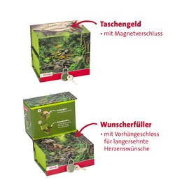 ROTH Tyrannosaurus Money Box with Two Compartments - Magnet, Lock and Key, Cardboard Money Box