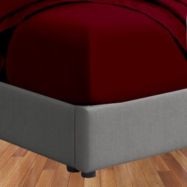 400 Thread Count 100% Cotton King Fitted Sheet, Long - Staple Combed Pure Natural Cotton Sheet, Soft & Silky Sateen Weave (Burgundy,King Fitted)