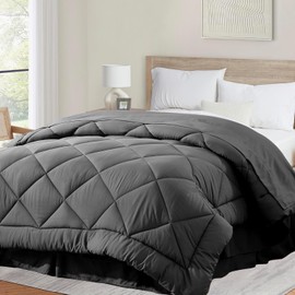Cozynight Soft Oversized King Comforter-Lightweight Down Alternative Comforter Duvet Insert with Corner Tabs-Fluffy Breathable Diamond Stitched Reversible Comforter (Dark Gray, 110“x98”)
