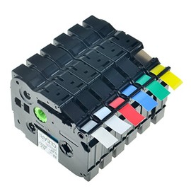 GREENCYCLE Compatible for Brother P Touch TZe Label Tape 12mm 0.47" Laminated Black on White Clear Red Blue Yellow Green for PT2430PC 1890C PT-D200 300BT PT-1010 PTH100 D210 H110 Label Maker-6 Pack